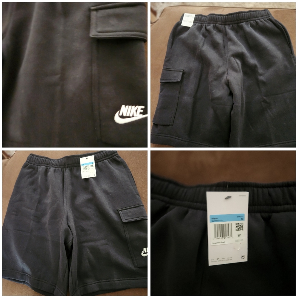 New Nike Men’s Black Sportswear Club Cargo Athletic Shorts  CZ9956-010 medium
